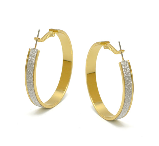 GOLD AND SILVER GLITTERING HOOP EARRINGS #HNE88311GD
