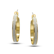 GOLD AND SILVER GLITTERING HOOP EARRINGS #HNE88311GD