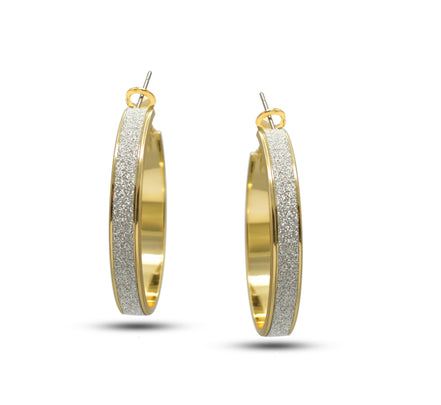 GOLD AND SILVER GLITTERING HOOP EARRINGS #HNE88311GD