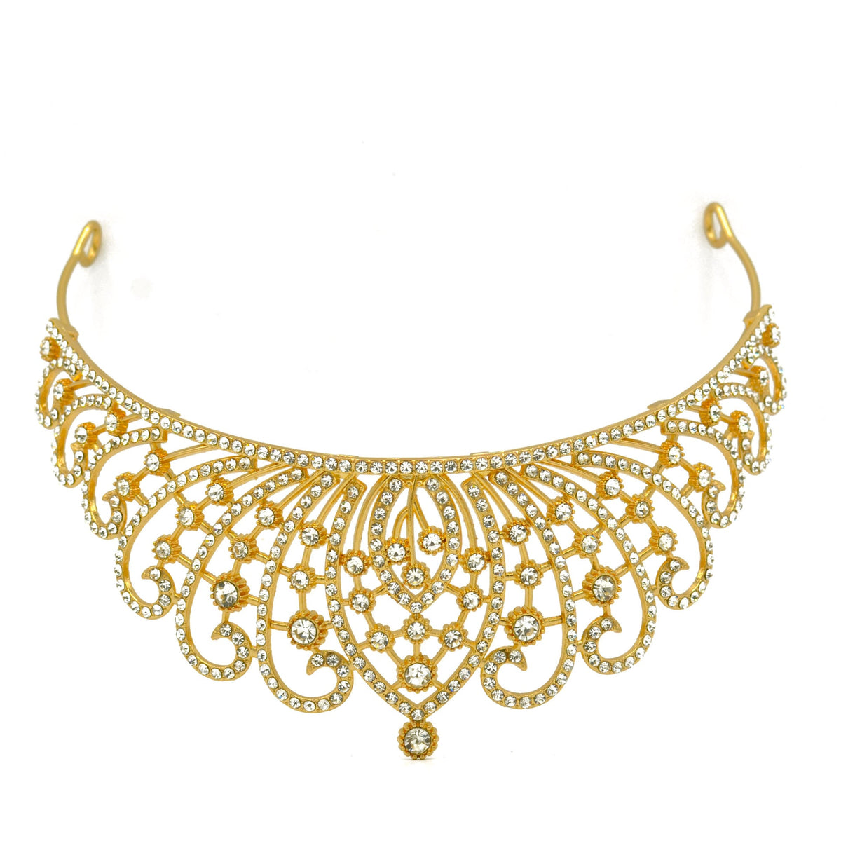 Gold Crystal head piece for Bridal crown topper hair peace #HNT90932G