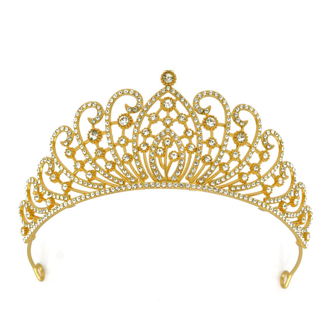 Gold Crystal head piece for Bridal crown topper hair peace #HNT90932G