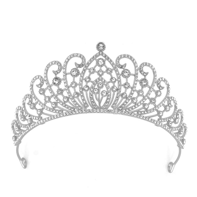 Silver Crystal head piece for Bridal crown topper hair peace #HNT90932S