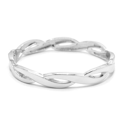 Infinity Twist Silver-Tone Bangle Bracelet – 2.8" Diameter #SA-B150SIL(MF18)