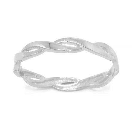 Infinity Twist Silver-Tone Bangle Bracelet – 2.8" Diameter #SA-B150SIL(MF18)