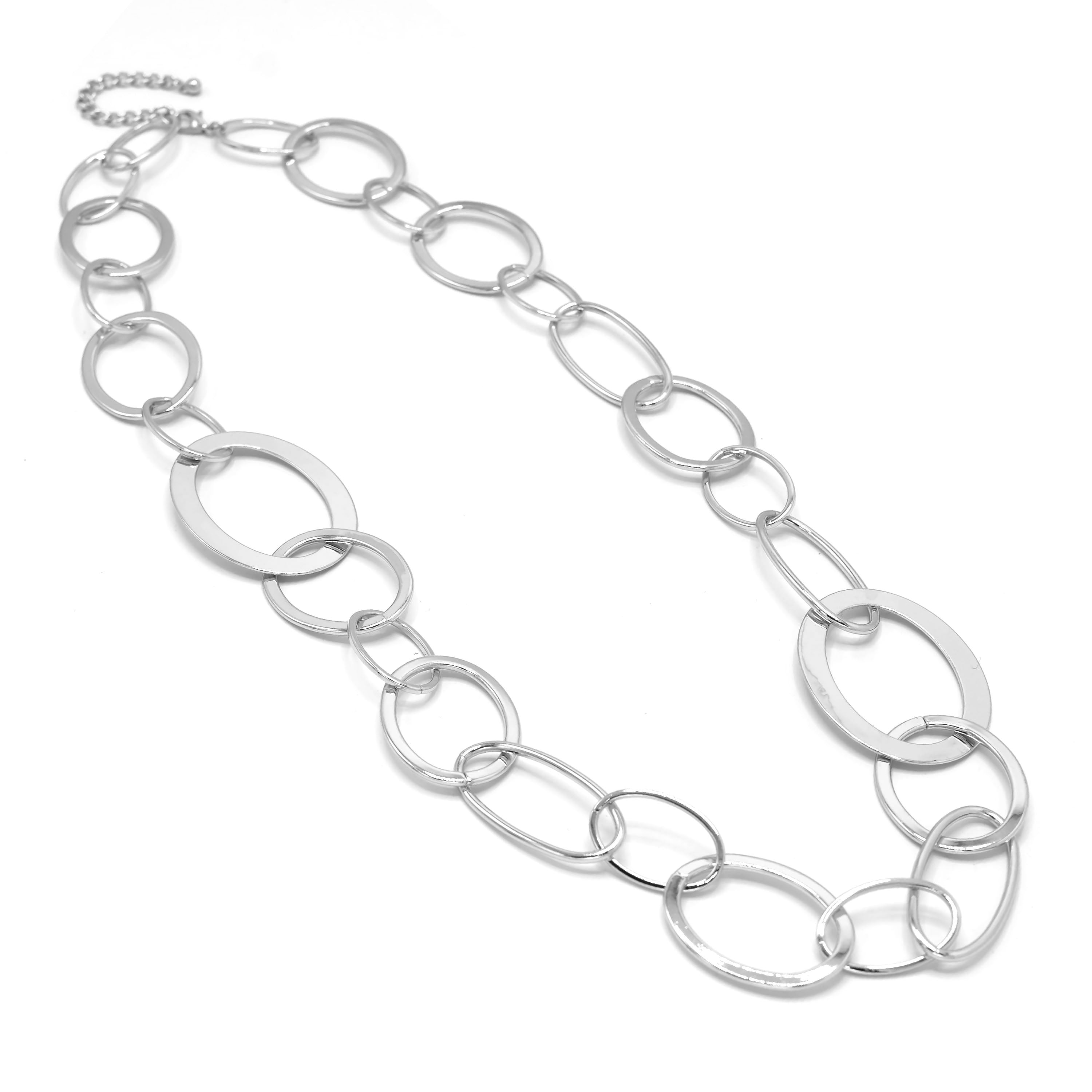Rhodium Large Link Long Chain Necklace #NR5304(MC4)