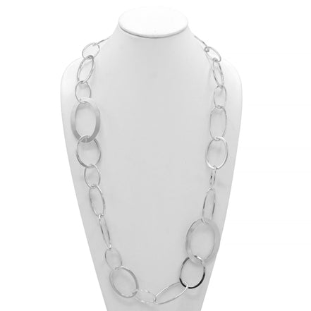 Rhodium Large Link Long Chain Necklace #NR5304(MC4)