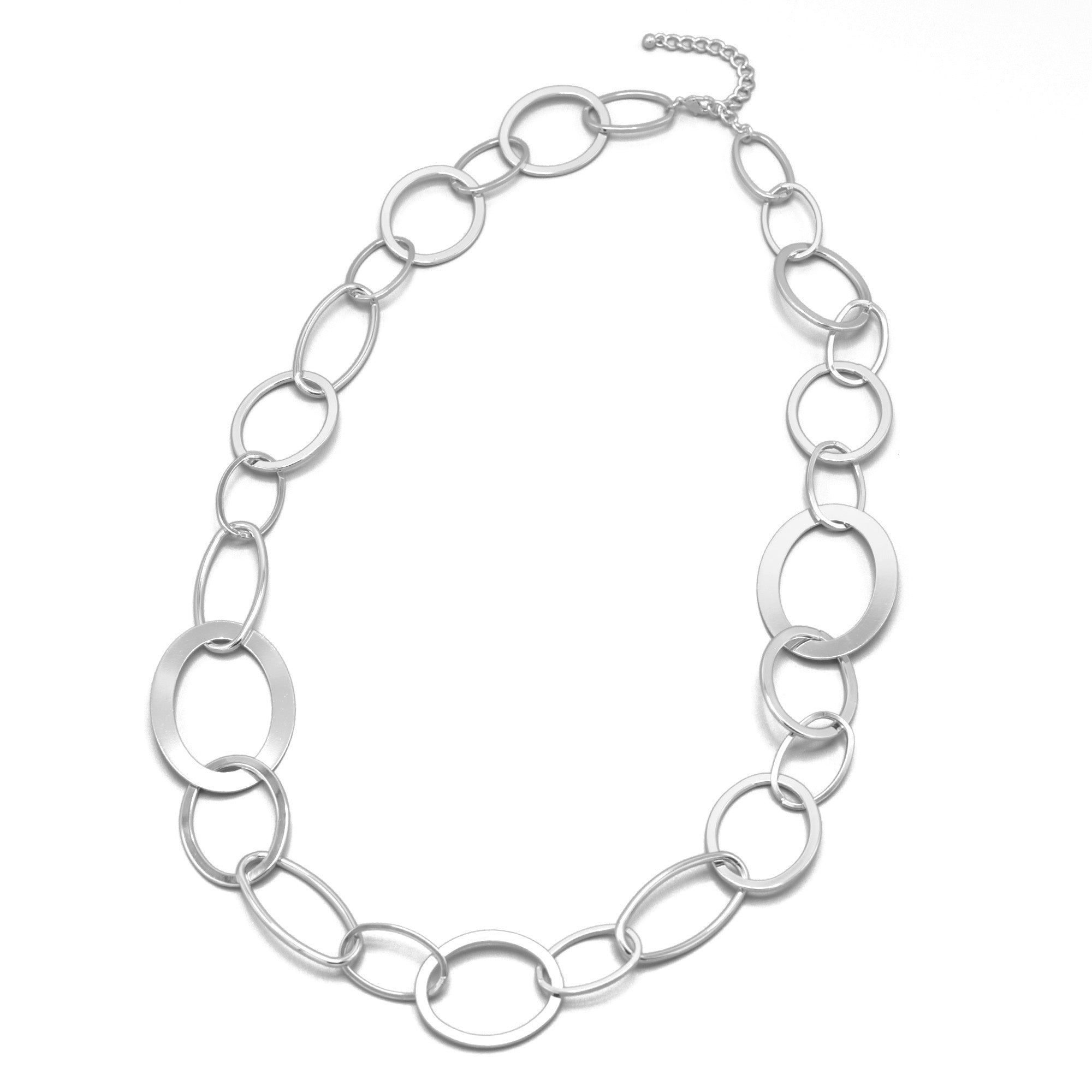 Rhodium Large Link Long Chain Necklace #NR5304(MC4)