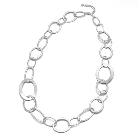 Rhodium Large Link Long Chain Necklace #NR5304(MC4)