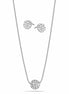 SILVER Pave Crystal Ball Pendant Necklace And Earrings Set #HNN+E3155-SIL/CRY (RD17/RC18)