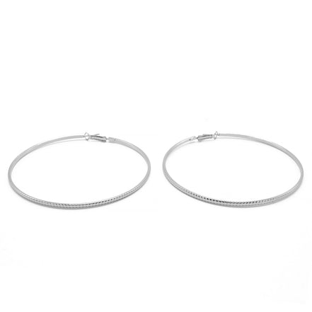 SILVER  3.25" INCH DIAMETER LARGE AND THIN HOOP ROUND EARRINGS#SQ325E-5208SIL (GC5)