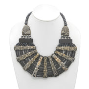 DARK BROWN RESIN AND BONE STATEMENT NECKLACE #FWNK-1905-04