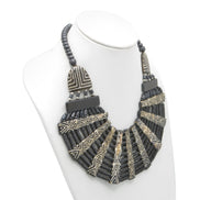 DARK BROWN RESIN AND BONE STATEMENT NECKLACE #FWNK-1905-04