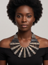 DARK BROWN RESIN AND BONE STATEMENT NECKLACE #FWNK-1905-04