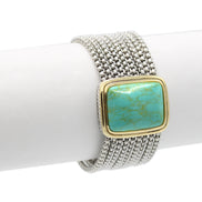 TWO TONE TURQUOISE MULTI STRANDS MAGNETIC CLASP BRACELET#  12504BRTQ (FA18)