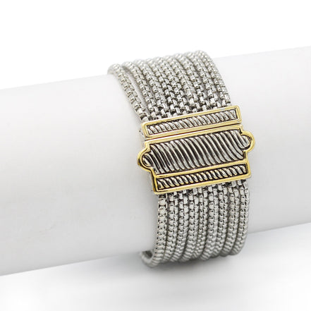 TWO TONE MOTHER OF PEARL MULTI STRANDS MAGNETIC CLASP BRACELET#12505BR-MOP