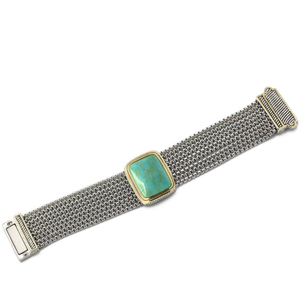 TWO TONE TURQUOISE MULTI STRANDS MAGNETIC CLASP BRACELET#  12504BRTQ (FA18)