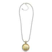 TWO TONE CRYSTAL MARCASITE FINISH  REVERSIBLE PENDANT NECKLACE  # 62988EH(FE16)