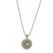 TWO TONE CRYSTAL MARCASITE FINISH  REVERSIBLE PENDANT NECKLACE  # 62988EH(FE16)
