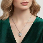 TWO TONE CRYSTAL MARCASITE FINISH  REVERSIBLE PENDANT NECKLACE  # 62988EH(FE16)