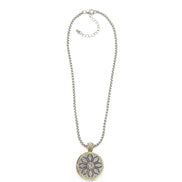 TWO TONE CRYSTAL MARCASITE FINISH  REVERSIBLE PENDANT NECKLACE  # 62988EH(FE16)