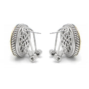 TWO TONE CRYSTAL MARCASITE FINISH ROUND EARRINGS # 62988ER(FE15)