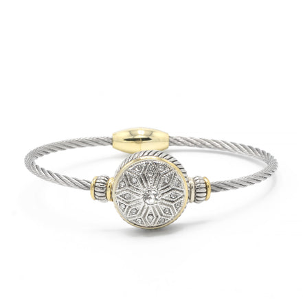 TWO TONE CRYSTAL MARCASITE FINISH  TWISTED ROPE  BRACELET #62991BR(FE14)