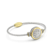 TWO TONE CRYSTAL MARCASITE FINISH  TWISTED ROPE  BRACELET #62991BR(FE14)