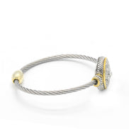 TWO TONE CRYSTAL MARCASITE FINISH  TWISTED ROPE  BRACELET #62991BR(FE14/FE17)