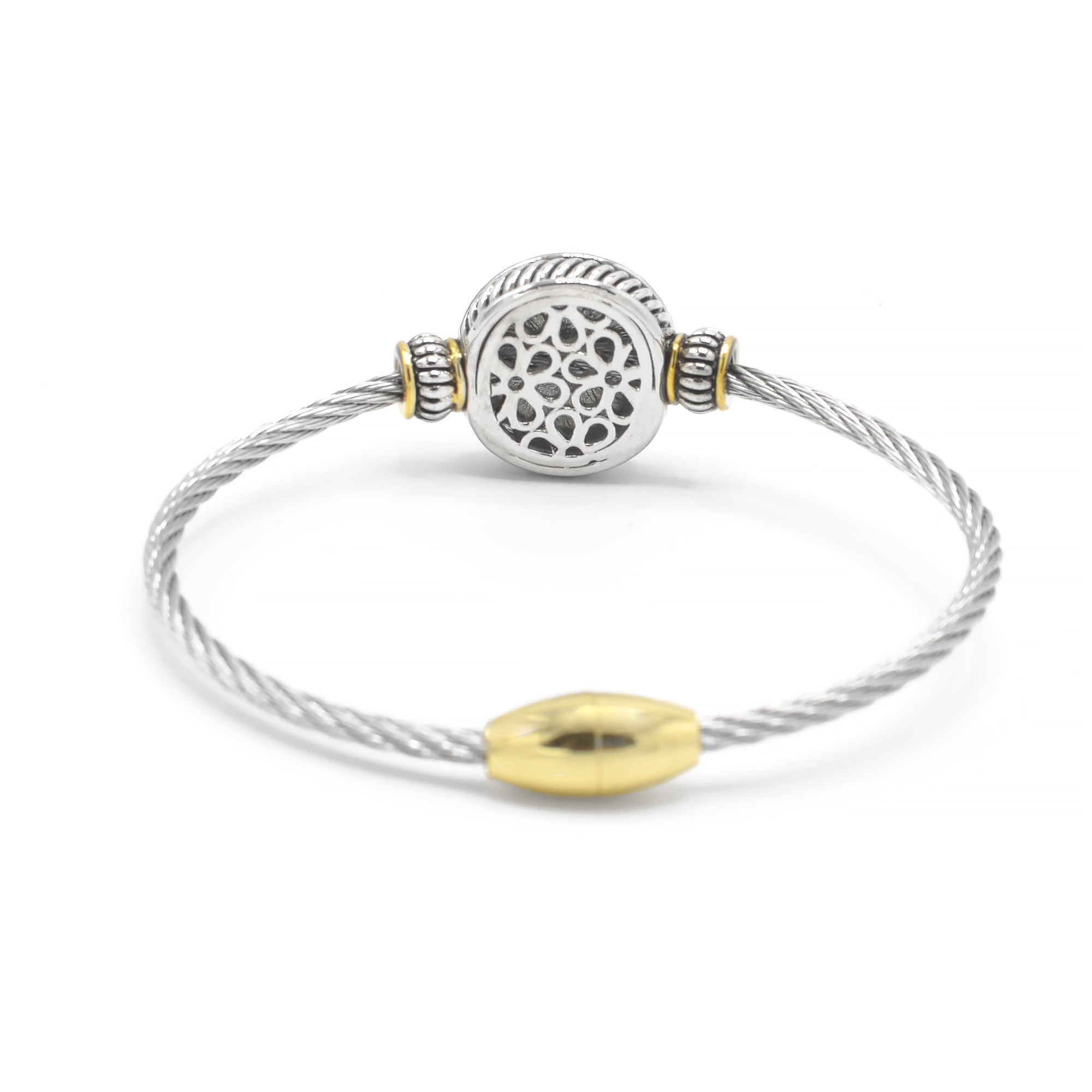 TWO TONE CRYSTAL MARCASITE FINISH  TWISTED ROPE  BRACELET #62991BR(FE14)