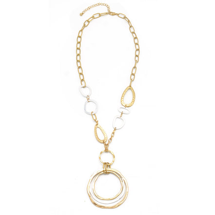 GOLD AND SILVER TONE METAL NECKLACE #HNN88541TW (IC9)