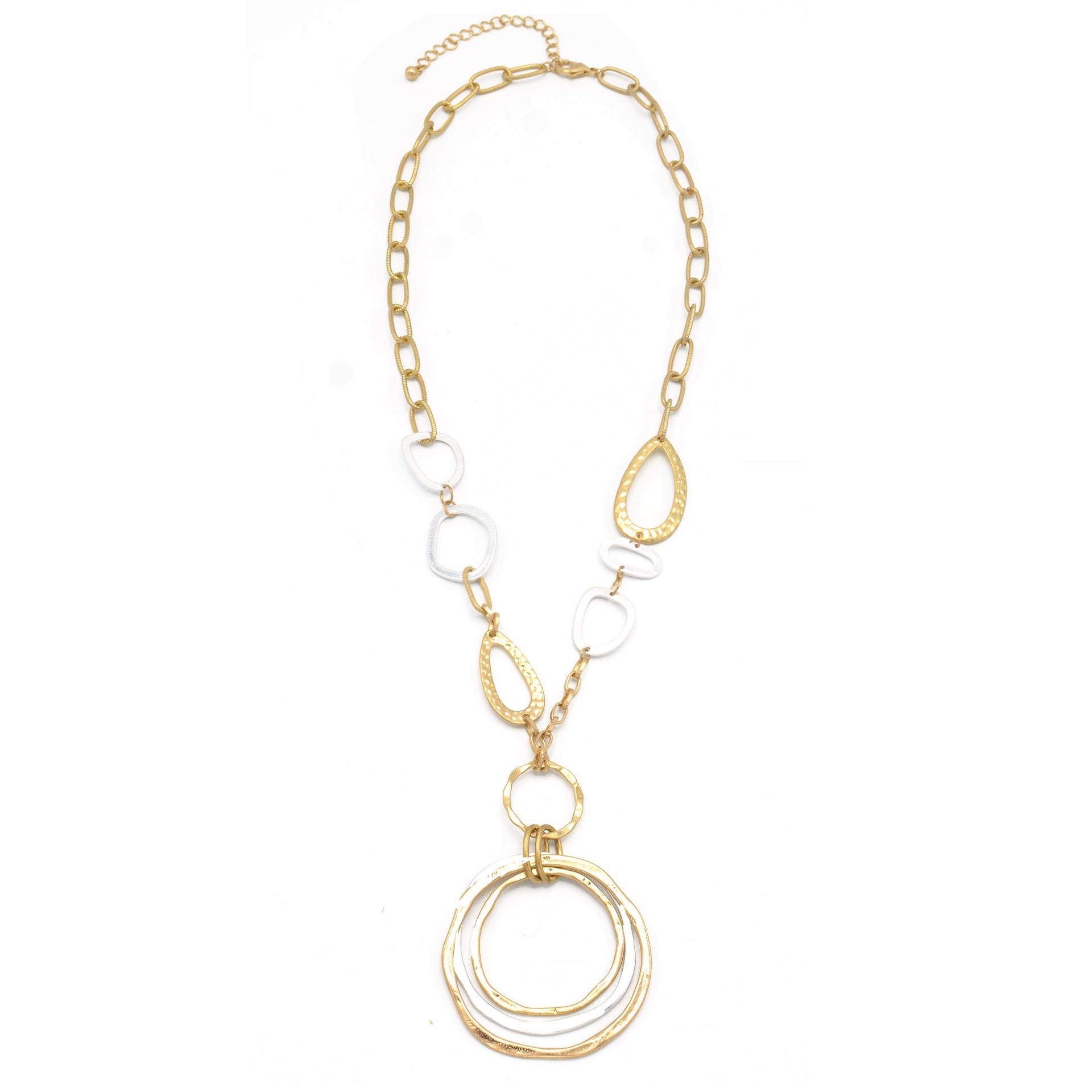 GOLD AND SILVER TONE METAL NECKLACE #HNN88541TW (IC9)