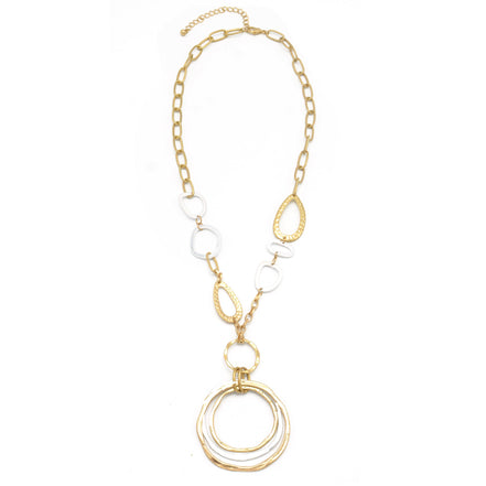 GOLD AND SILVER TONE METAL NECKLACE #HNN88541TW (IC9)