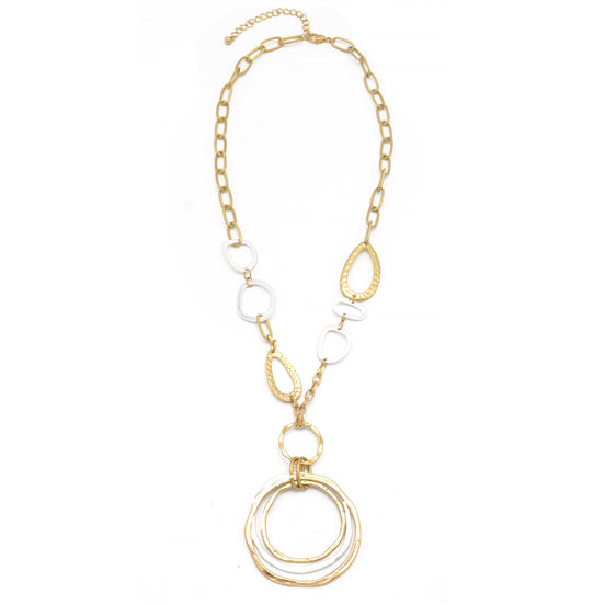 GOLD AND SILVER TONE METAL NECKLACE #HNN88541TW (IC9)