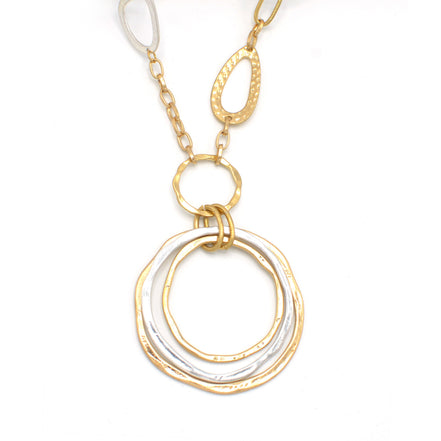 GOLD AND SILVER TONE METAL NECKLACE #HNN88541TW (IC9)