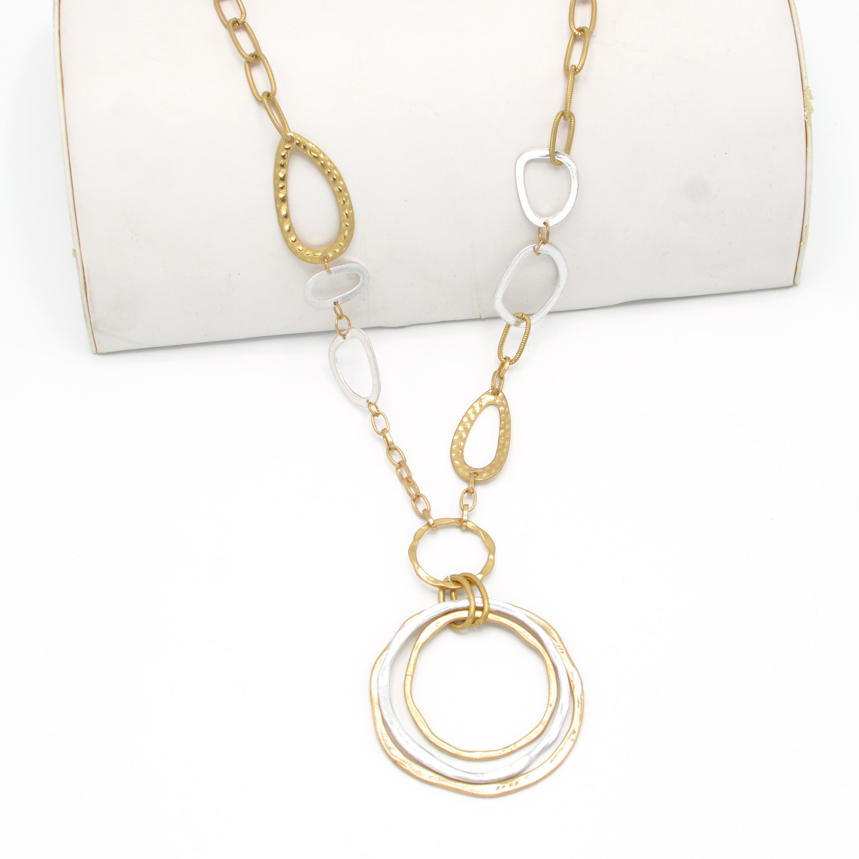 GOLD AND SILVER TONE METAL NECKLACE #HNN88541TW (IC9)