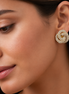 Gold Rhinestone Crystal Interlock Earrings #SQ5413G (LF26/NB6)