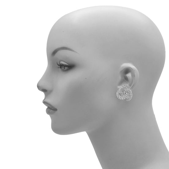 Silver Rhinestone Crystal Interlock Earrings  #SQ5413S
