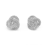 Silver Rhinestone Crystal Interlock Earrings  #SQ5413S