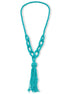 Turquoise Seed Bead Long Tassel Necklace#N2271 TURQ