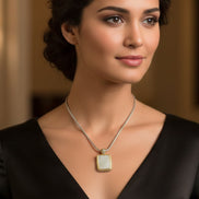 Two-Tone Pave crystal engraved Pendant necklace #12504EH-SIL   FC15