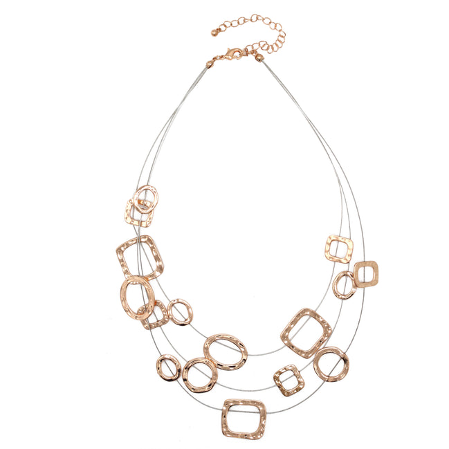 ROSE GOLD WIRE METAL NECKLACE #SC16631ARG (NC12)