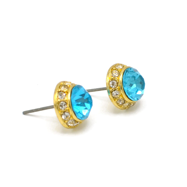 GOLD AQUA CRYSTAL POST EARRING # GFE2053GDAQ(TE4)