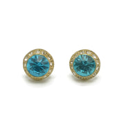 GOLD AQUA CRYSTAL POST EARRING # GFE2053GDAQ(TE4)