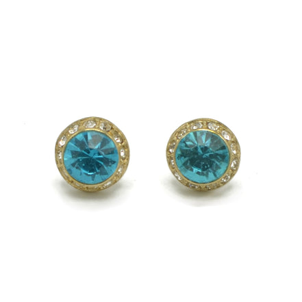 GOLD AQUA CRYSTAL POST EARRING # GFE2053GDAQ(TE4)