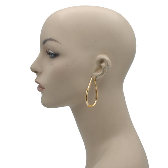 GOLD TEARDROP HOOP EARRINGS #SQ5772G (AF13)