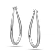 SILVER TEARDROP HOOP EARRINGS #SQ5772S (AF14)
