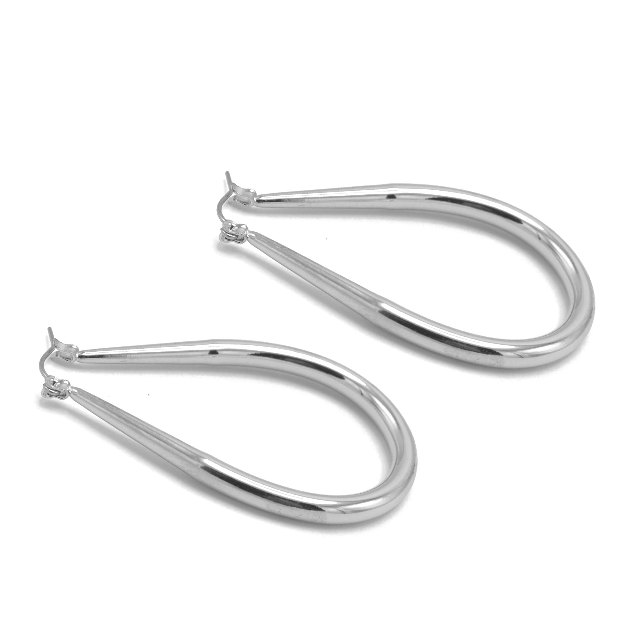 SILVER TEARDROP HOOP EARRINGS #SQ5772S (AF14)