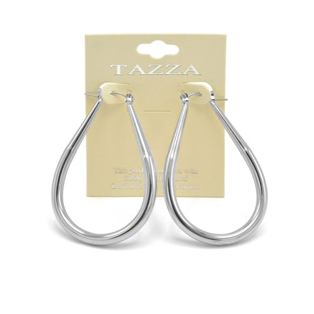 SILVER TEARDROP HOOP EARRINGS #SQ5772S (AF14)