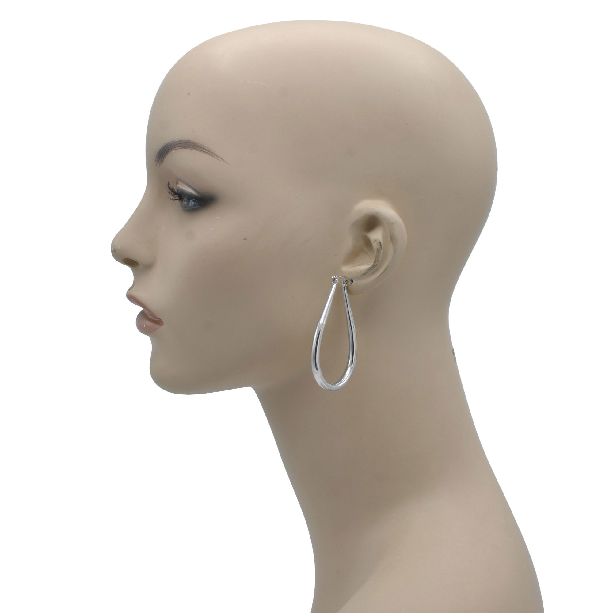 SILVER TEARDROP HOOP EARRINGS #SQ5772S (AF14)