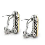 TWO TONE MOTHER OF PEARL ENGRAVED STUD EARRING #12505ER-MOP